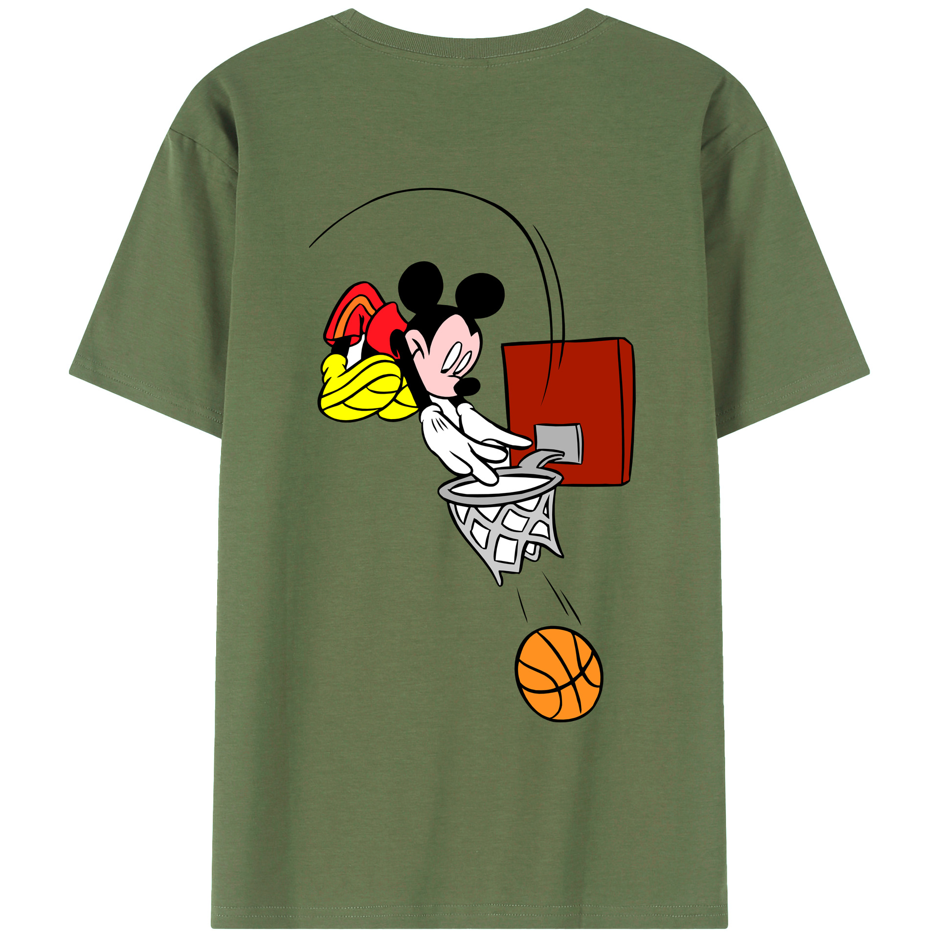 ミッキーマウス Mickey Mouse 綿100％ メンズ半袖Tシャツ（バックプリント） 通気性